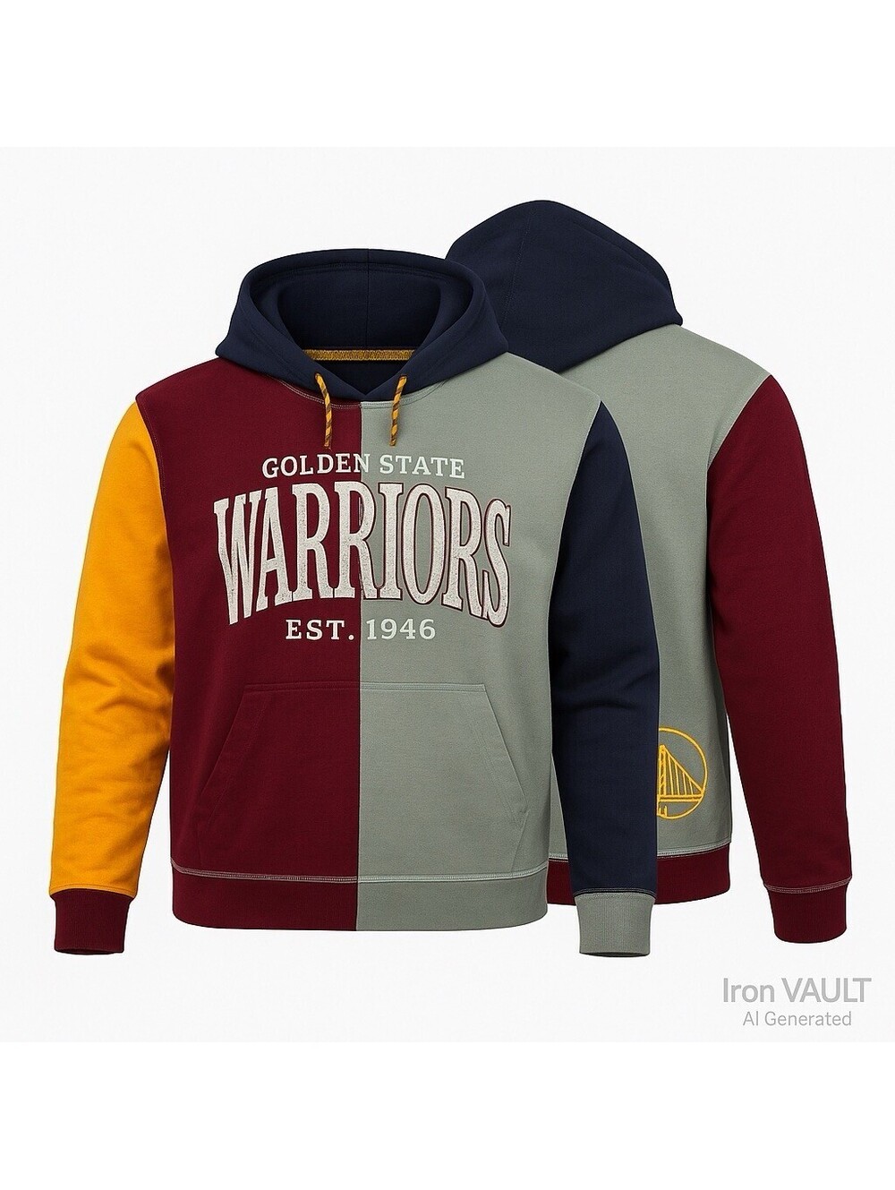 Golden State Warriors Womens Large New Era Colorblock Hoodie Pullover NWT